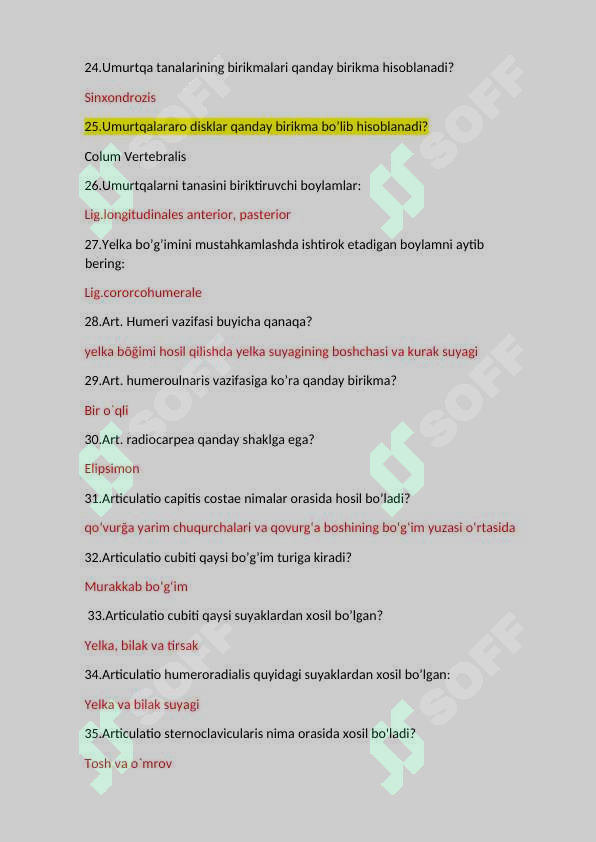 anatomiya test savollar 3