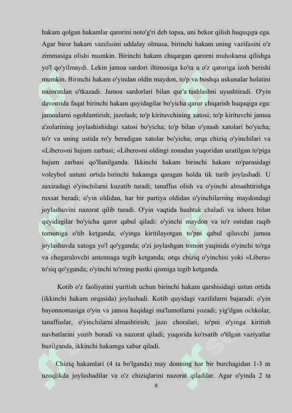 Voleybolchilarning musoboqa oldi va musobaqaga tayyorlashning o’ziga xos xususiyatlari 8