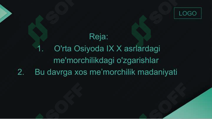 O‘rta Osiyoning IX-X asrlar me’morchiligi 2