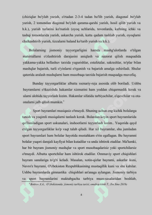 Xalqaro va Respublika miqiyosidagi sport bayramlarining yoshlar tarbiyasiga tutgan o’rni 6