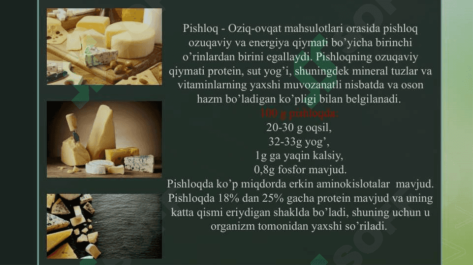 Mahsulot tarkibidagi moddalarning saqlanilishi 3
