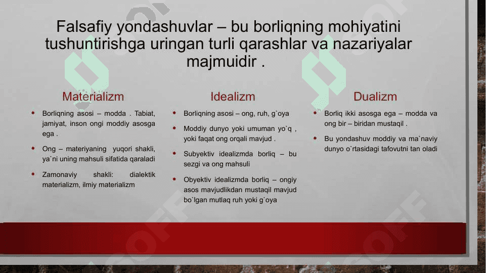 Falsafa va tabiiy lmiy fanlarda borliqning mohiyatiga oid konsepsiyalar 4