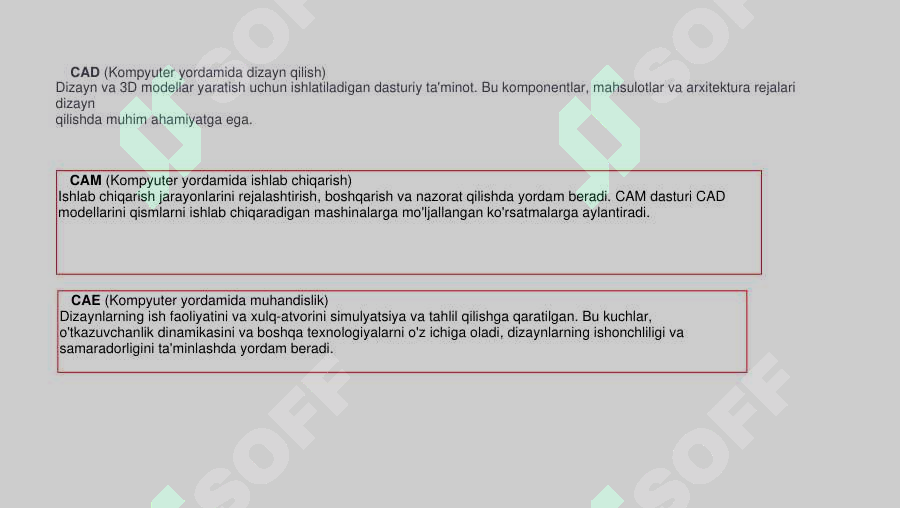 CAD, CAM va CAE texnalogiyalari 2