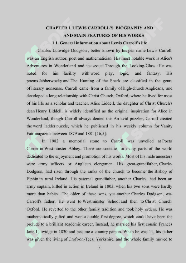 LEWIS CARROLL AND HIS WORKS 5