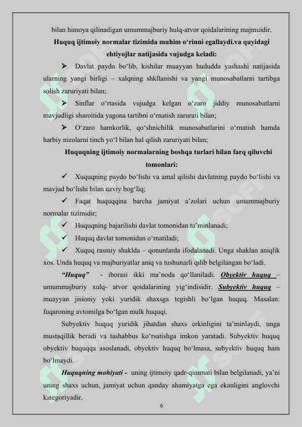 Huquq tushunchasi va ta’rifi Huquq tushunchasi va ta’rifi 6