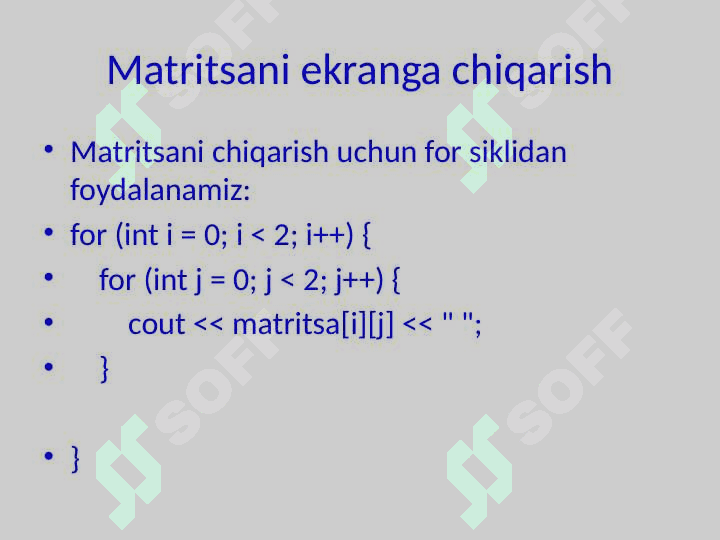 Matritsani tashkil etish 4