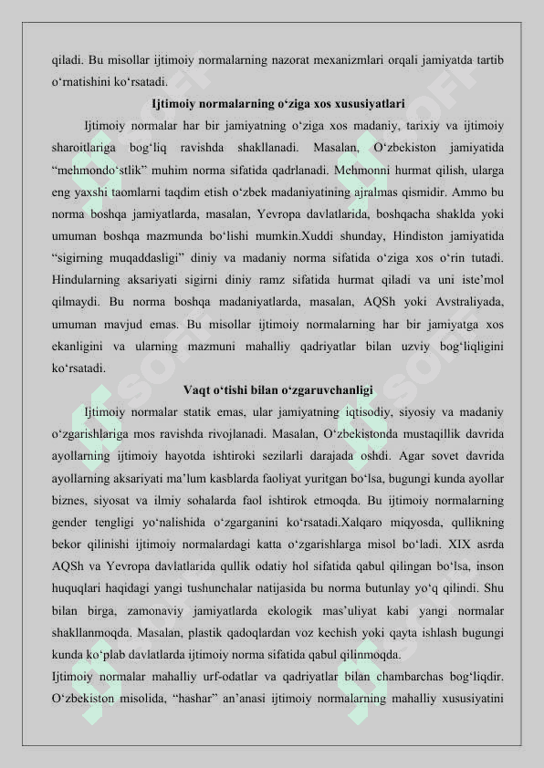 Ijtimoiy normalarning umumiy va o‘ziga xos xususiyatlari 25 5
