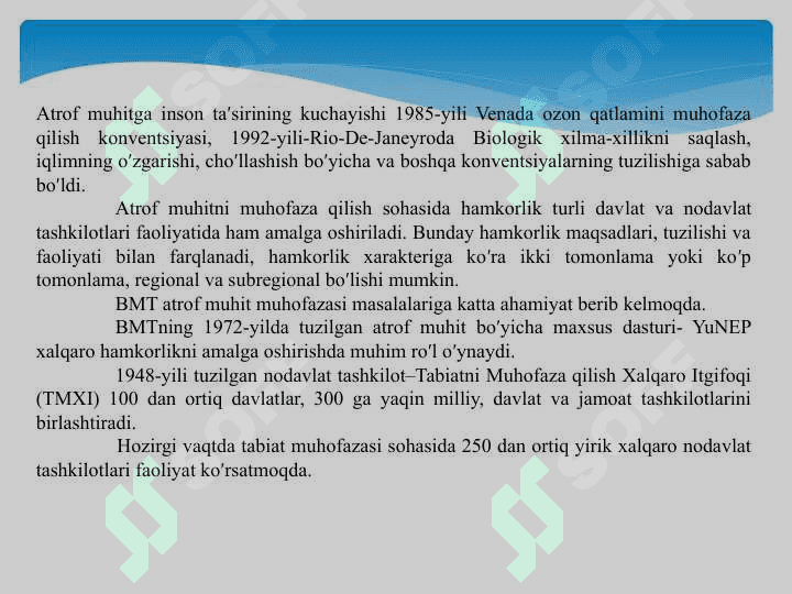 Ekologiya va xalqaro hamkorlik . Ekologik hamkorlik 8