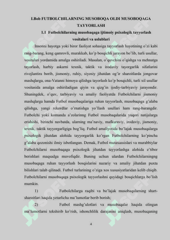 FUTBOLCHILARNING MUSOBOQA OLDI MUSOBOQAGA TAYYORLASHNING O’ZIGA XOS XUSUSIYATLARI 4