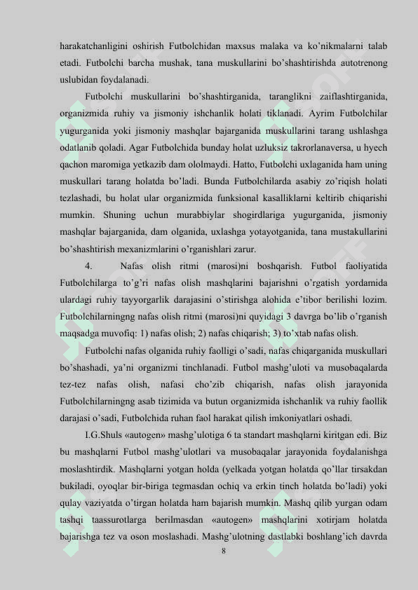FUTBOLCHILARNING MUSOBOQA OLDI MUSOBOQAGA TAYYORLASHNING O’ZIGA XOS XUSUSIYATLARI 8