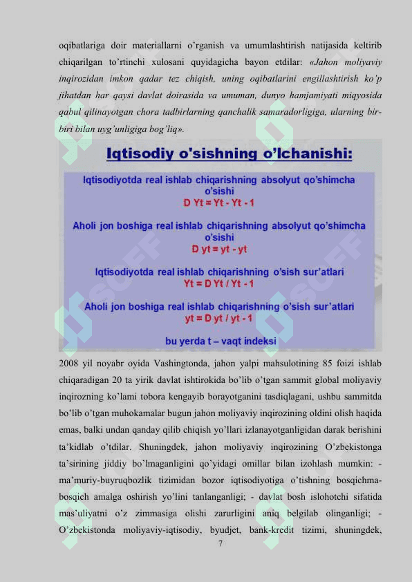 Global jarayonlarning o'zbekiston iqtisodiyotiga ta'siri va natijalari 7