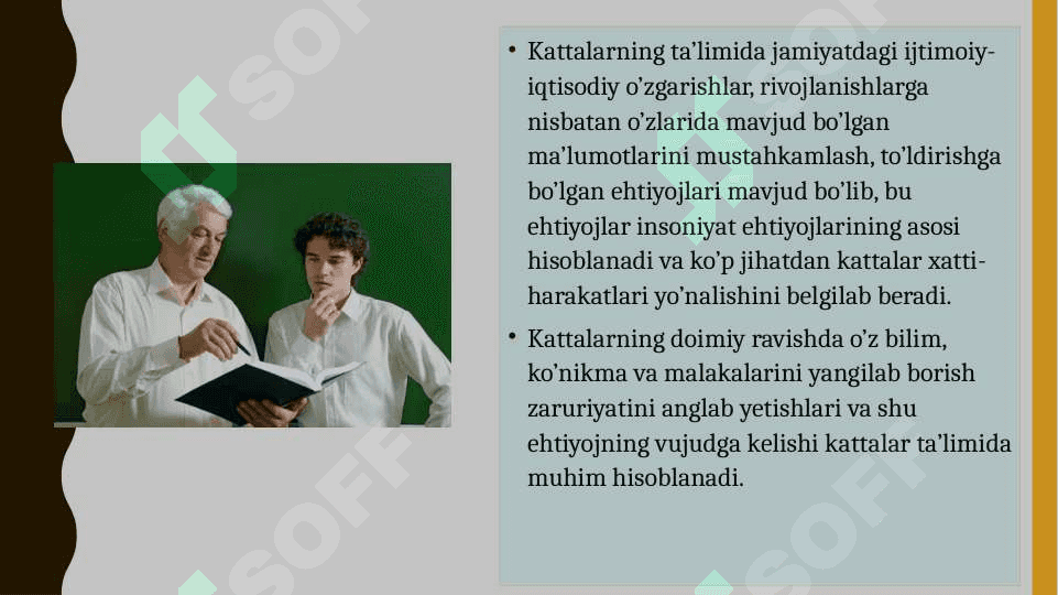 Androgogika kattalar hayotini rivojlantiruvchi ijtimoiy muhitga moslashtiruvchi va ta’lim bilan boyituvchi fan sifatida 3