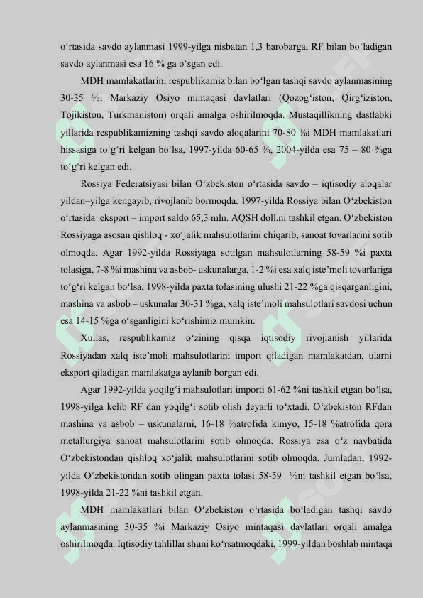Mustaqil Davlatlar Hamdoʻstligi davlatlari va ularning iqtisodiy rivojlanishi 5