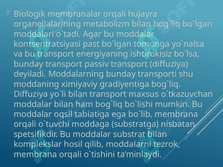 Membranalarning umumiy tuzilmalari 7