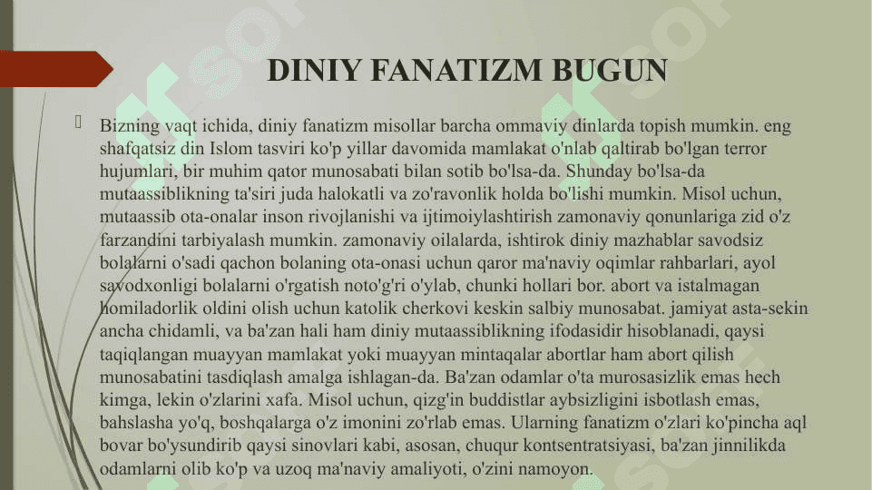 Diniy fanatizm asoslari va manbalari 5