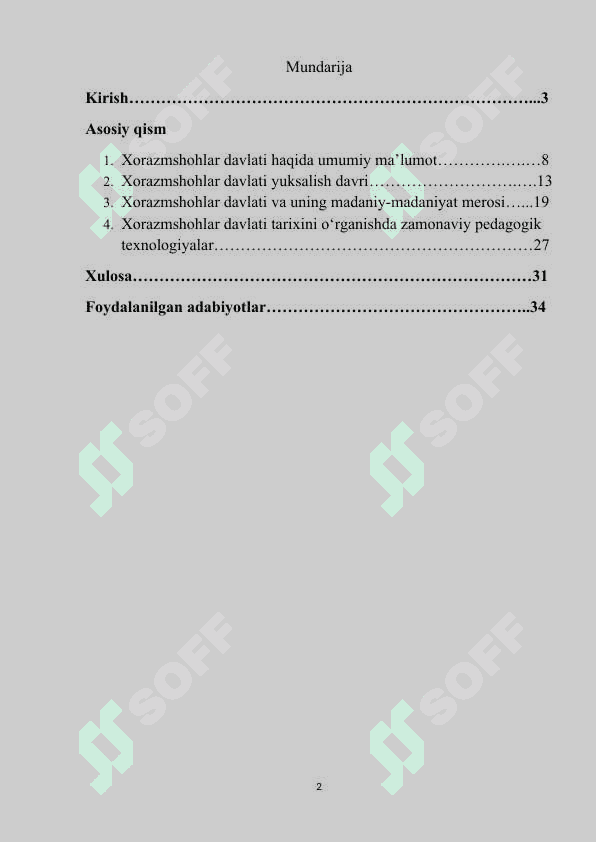 Xorazmshohlar davlati va uning yuksalishi mavzusini oʻtishda zamonaviy pedagogika texnologiyalardan foydalanish usullari 2