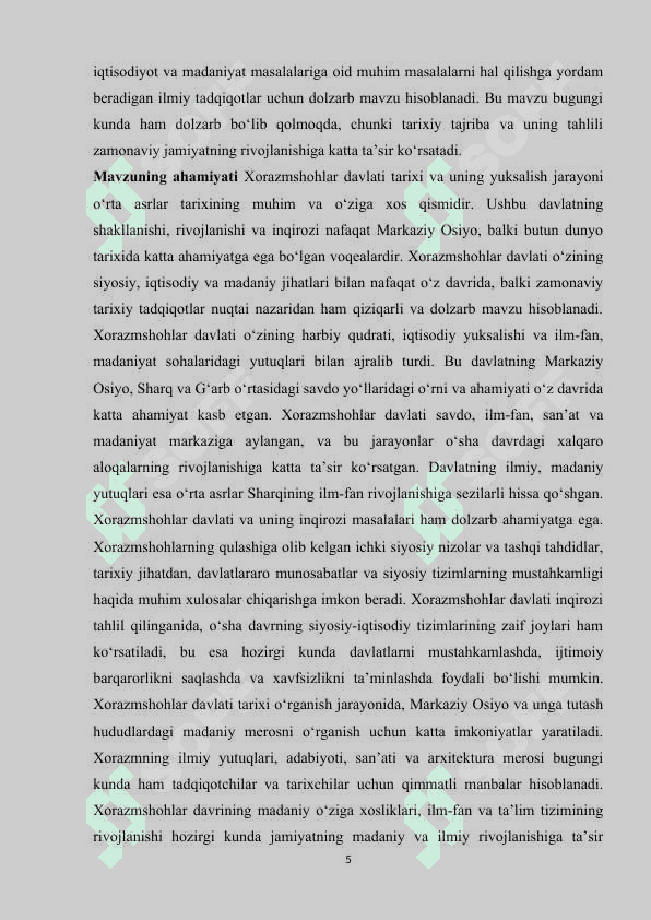 Xorazmshohlar davlati va uning yuksalishi mavzusini oʻtishda zamonaviy pedagogika texnologiyalardan foydalanish usullari 5