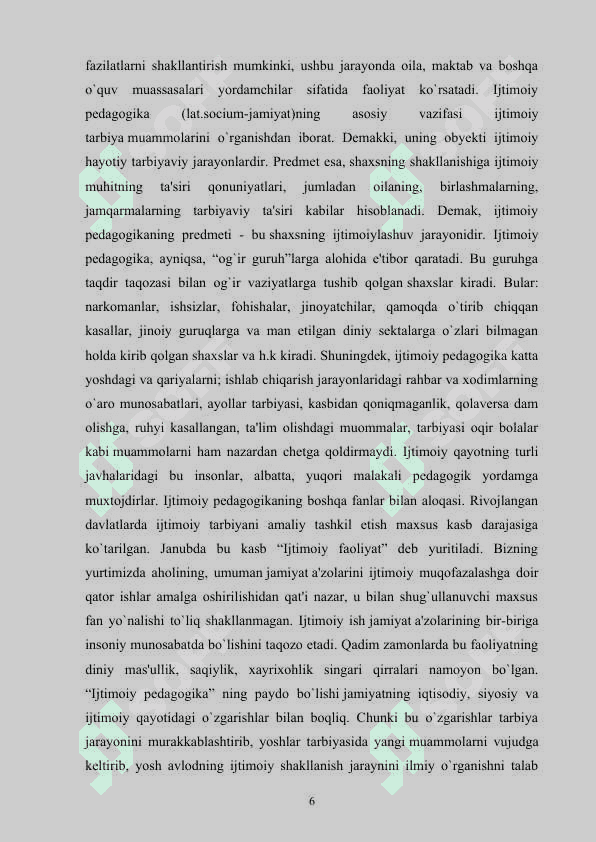 OʻZBEKISTONDA IJTIMOIY PEDAGOGIKA FANINING PAYDO BOʻLISH TARIXI 6