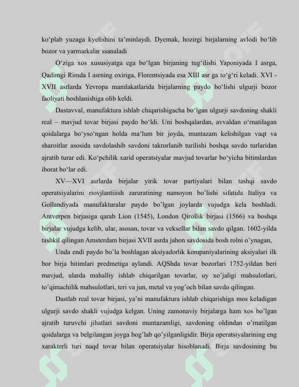 Birja-bozor infrastrukturasining asosiy bo’g’ini sifatida 8