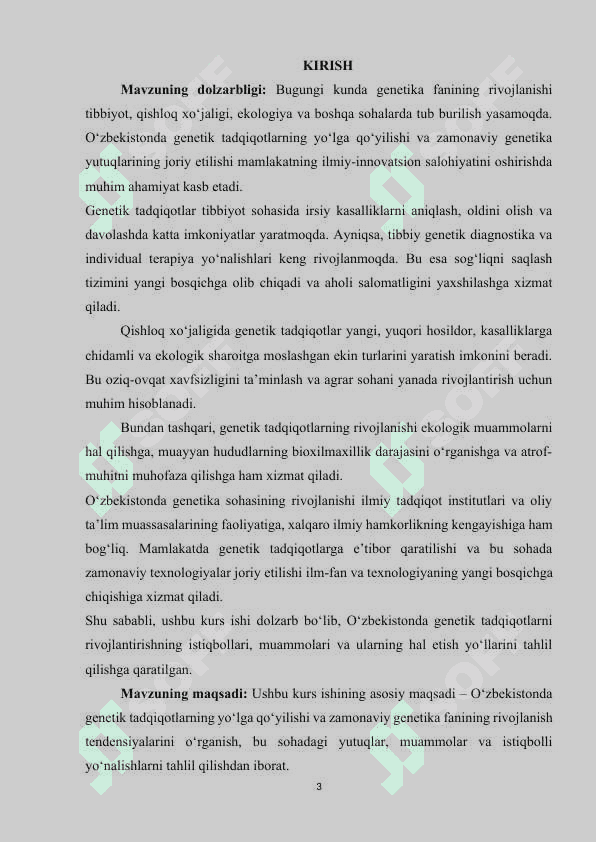 O’zbekistonda genetik tadqiqotlarning yo’lga qo’yilishi va zamonaviy genetikaning rivojlanishi 3