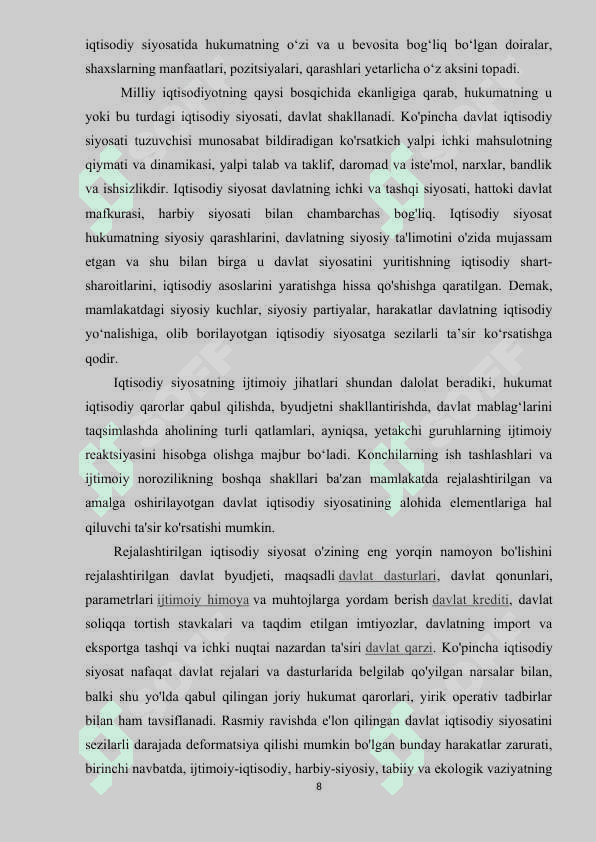 Iqtisodiy siyosatning evolyutsion nazariyasi 8