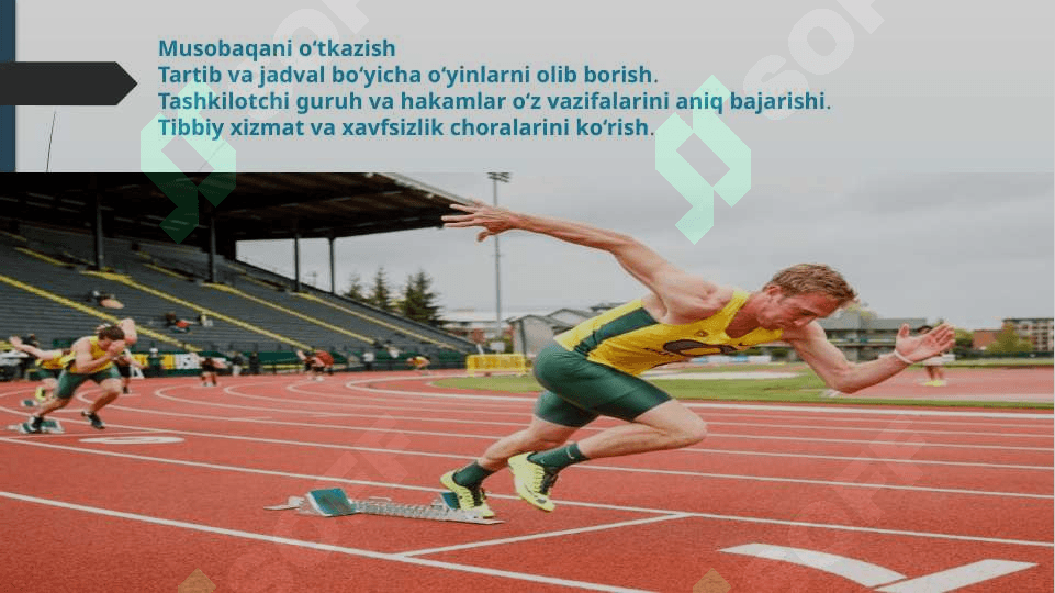 Sport turlari bo'yicha musobaqalar  o'tkazish va hakamlik qilish 6