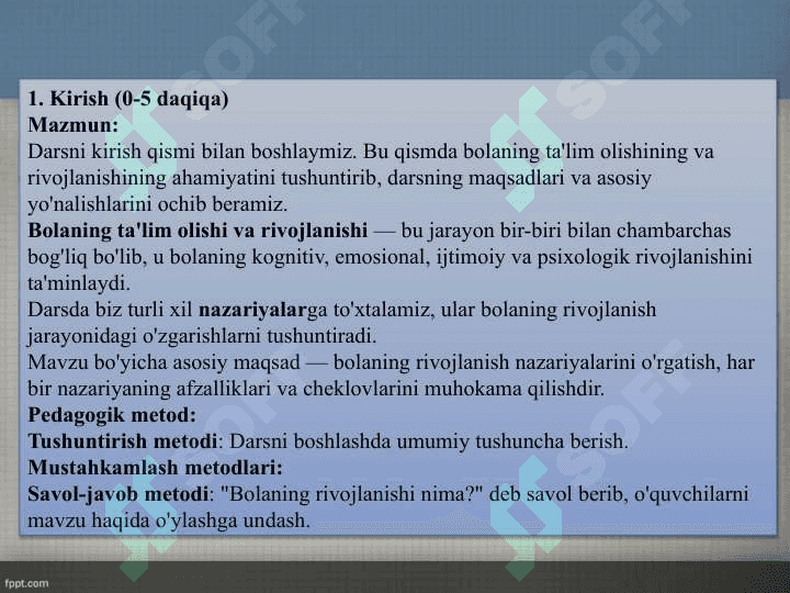 BOLANING TA’LIM OLISHI VA RIVOJLANISHI HAQIDAGI NAZARIYALAR 5