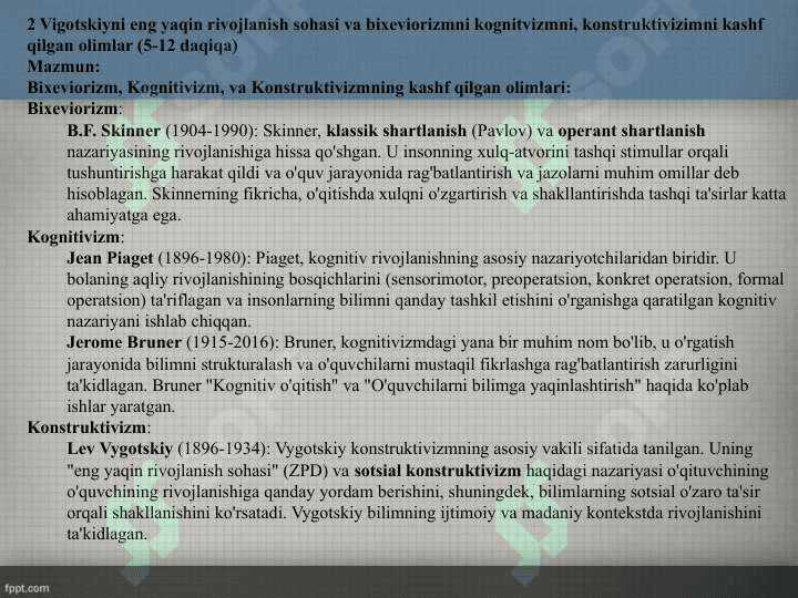 BOLANING TA’LIM OLISHI VA RIVOJLANISHI HAQIDAGI NAZARIYALAR 6