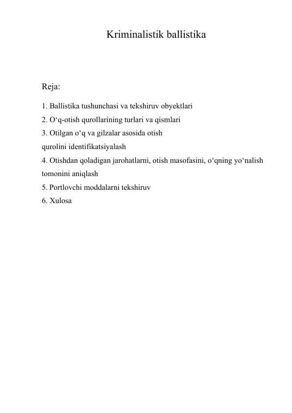 Kriminalistik ballistika