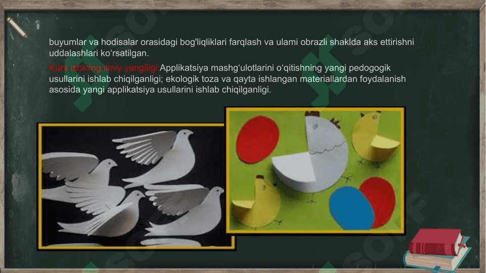 Applikatsiyaga oʻrgatishning vazifalari. MTTning yosh guruhlarida applikatsiyaga oʻrgatishning metodlari. 4