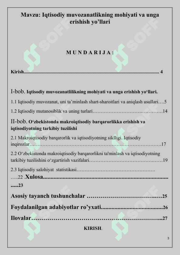 Iqtisodiy muvozanatlikning mohiyati va unga erishish yo’llari 3