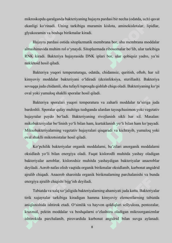 BAKTERIYALAR (BACTERIPOHYATA), TUZILISHI, KO'PAYISHI VA KLASSIFIKASIYASI 8
