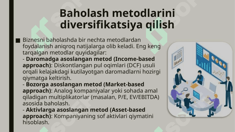 Biznesni baholash metodlarini takomillashtirish yollari 3
