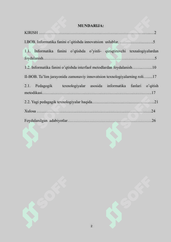 ”INFORMATIKA DARSLARIDA O`QUVCHILAR BILIM KO`NIKMA VA MALAKALARINI NAZORAT QILISH BAHOLASHNING ZAMONAVIY VOSITALARI” 2