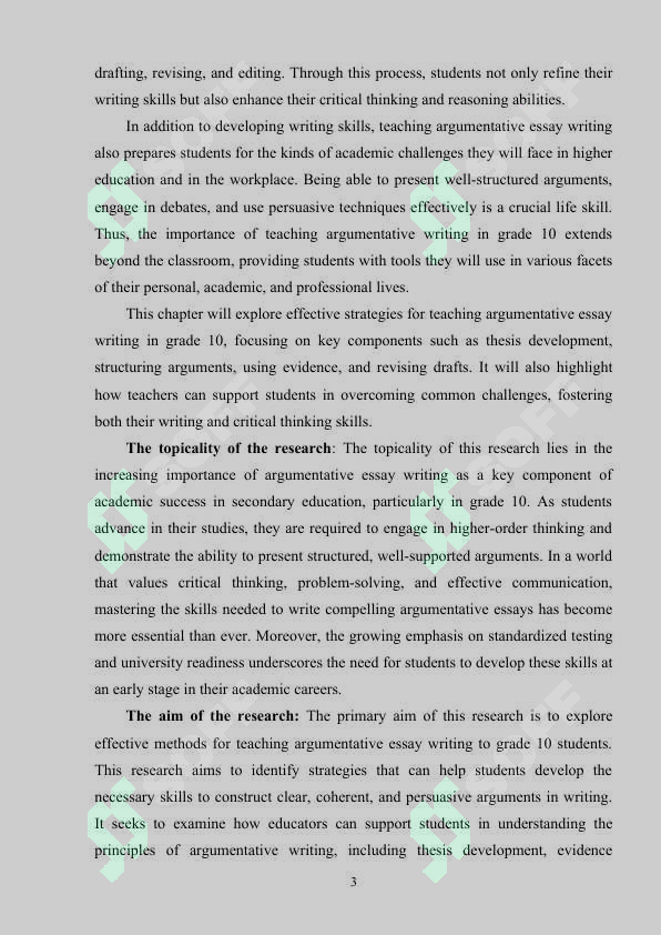 TEACHING ARGUMENTATIVE ESSAY WRITING IN GRADE 10 3