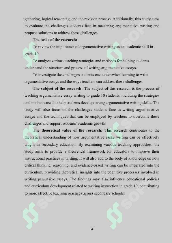 TEACHING ARGUMENTATIVE ESSAY WRITING IN GRADE 10 4
