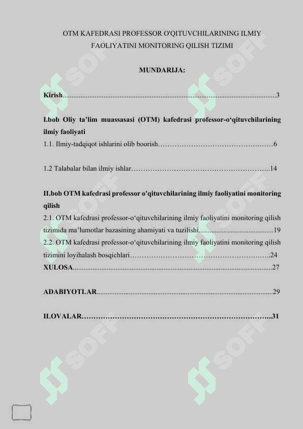 OTM KAFEDRASI PROFESSOR O'QITUVCHILARINING ILMIY FAOLIYATINI MONITORING QILISH TIZIMIOTM KAFEDRASI PROFESSOR O'QITUVCHILARINING ILMIY FAOLIYATINI MONITORING QILISH TIZIMIOTM KAFEDRASI PROFESSOR O'QITUVCHILARINING ILMIY FAOLIYATINI MONITORING QILISH TIZIMI 2