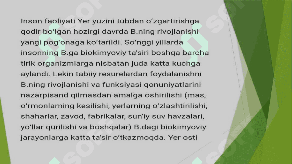 Odam va biosfera, noosfera haqidagi Vernadskiyning  o'rganishlari. 5