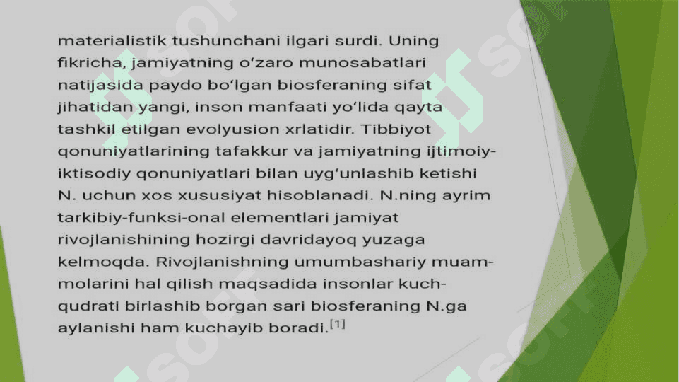 Odam va biosfera, noosfera haqidagi Vernadskiyning  o'rganishlari. 8