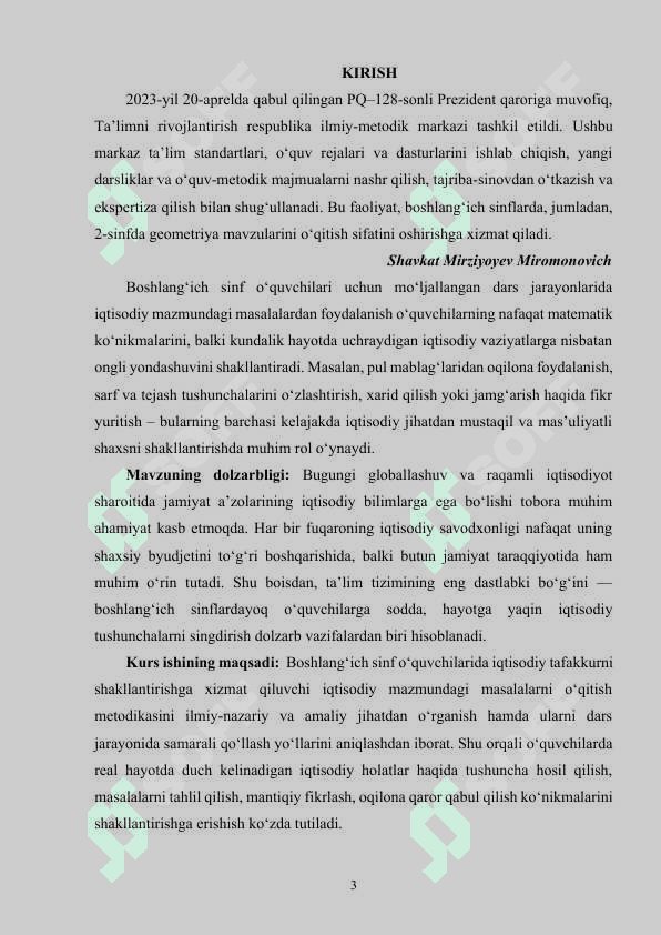 BOSHLANG'ICH SINFLARDA IQTISODIY MAZMUNDAGI MASALALARNI YECHIMINI O'RGATISH METODIKASI 3