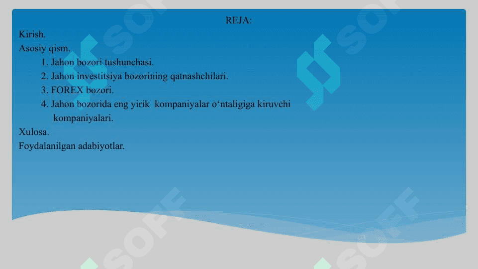 Jahon investitsiya bozorining investitsion resurslari 2