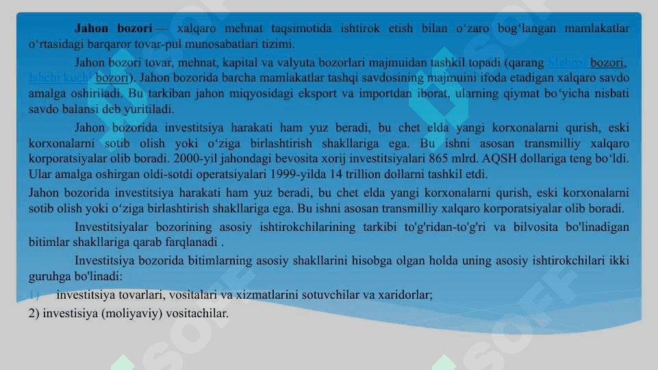 Jahon investitsiya bozorining investitsion resurslari 3