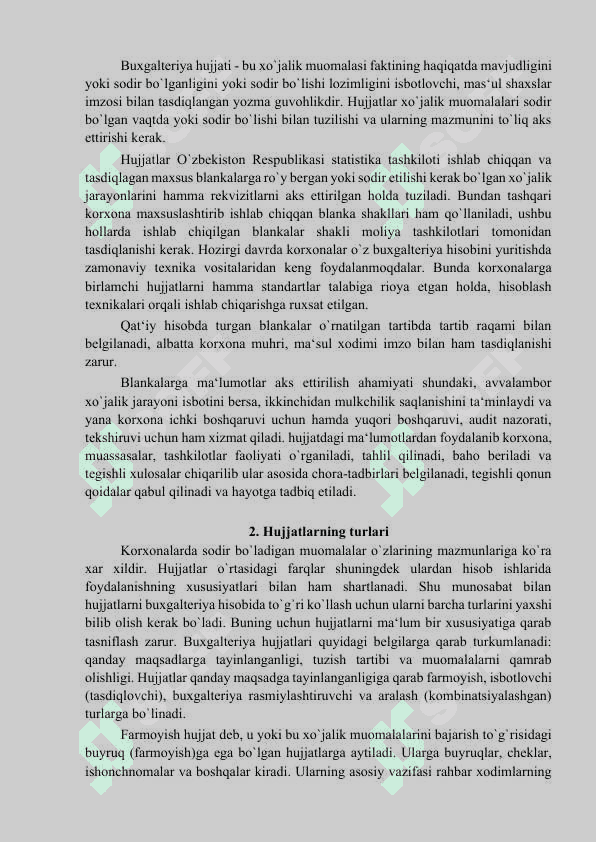 Xo‘jalik jarayonlarini xujjatlashtirish va inventarizatsiya o‘tkazish 2