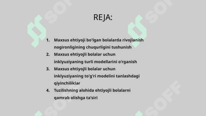 Alohida yordamga muhtoj bolalarda rivojlanishdagi nuqsonining chuqurligi va tuzilishiga qarab inklyuziya modellarini tanlash 2
