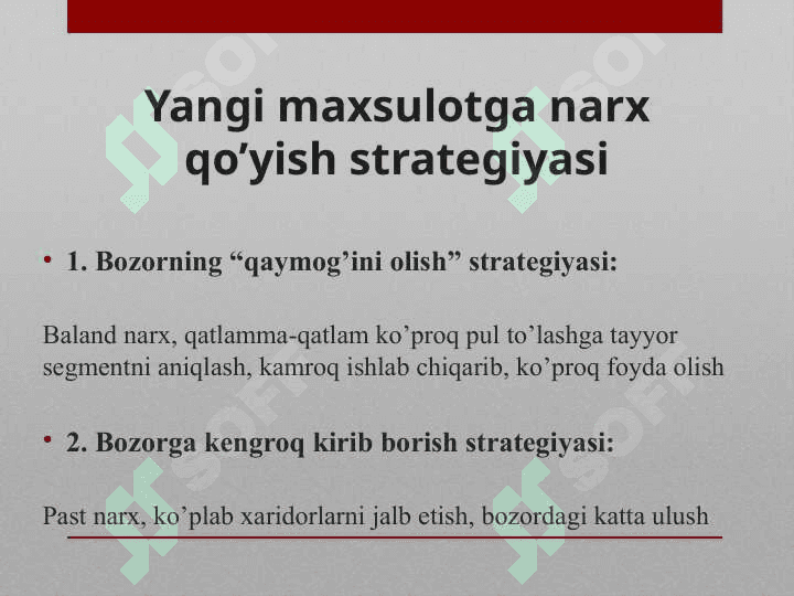 Narx belgilash strategiyalari 3