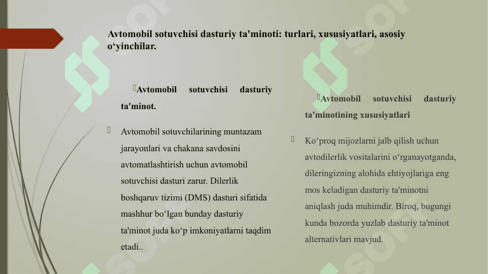 “Aftasalonda avtamabil sotib olish” axborot tizmi uchun dasturiy taminot ishlab chiqish 3