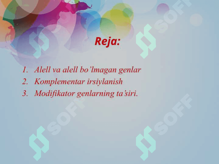 Alell va alell bo’lmagan genlarning o’zaro ta’sirini tahlil qilish 2
