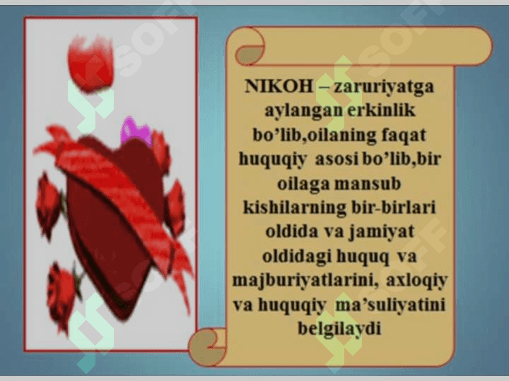 Nikox va oilaning axlokiy asoslari, uning yoshlar tarbiyasidagi urni 7