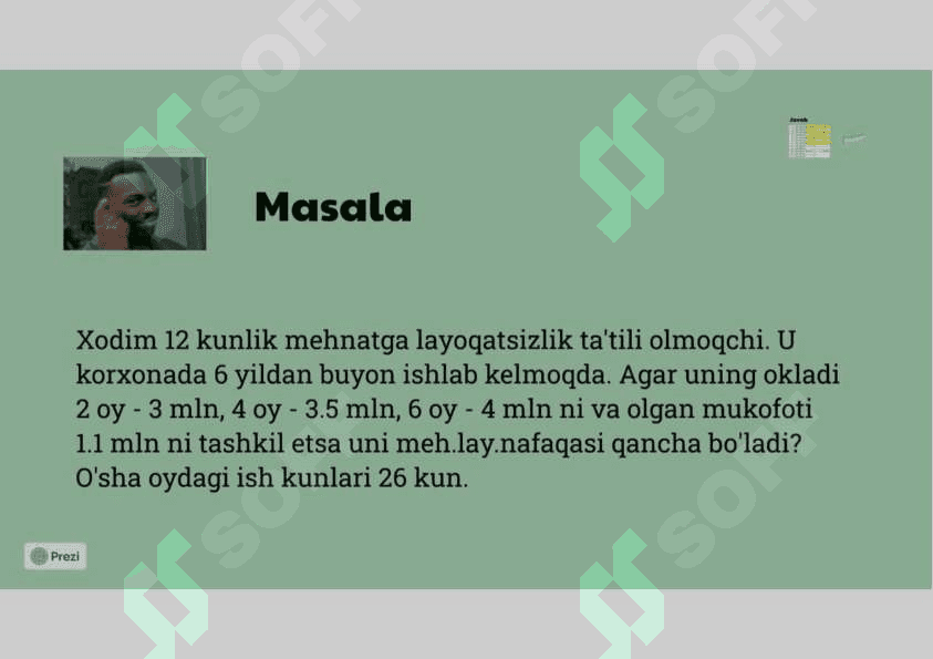 Vaqtincha mehnatga layoqatsizlik, homiladorlik va tug'ish bo'yicha nafaqalarni hisoblash tartibi 8