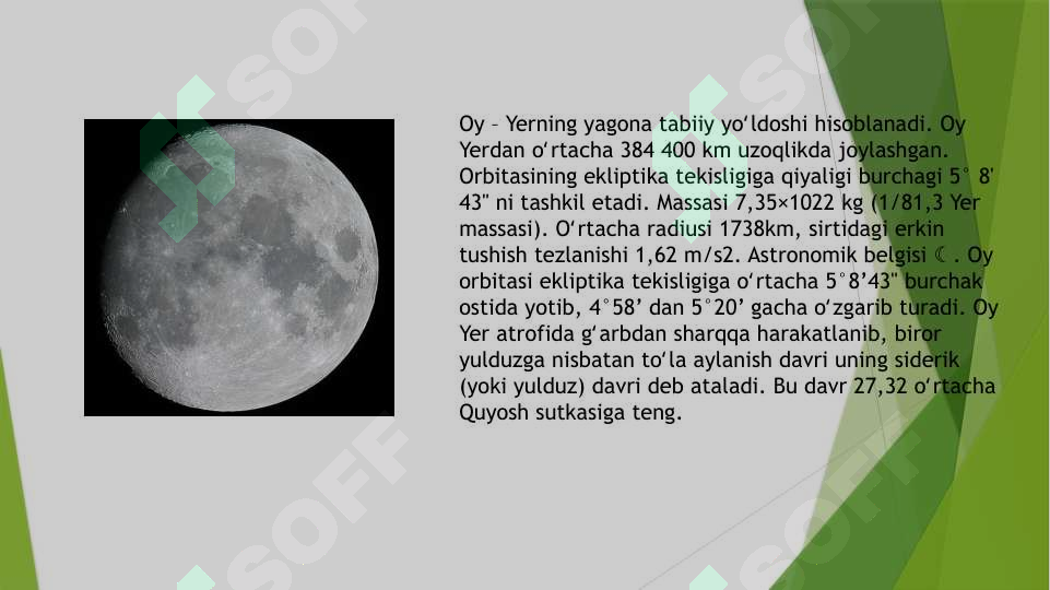 Oy-yerning tabiiy yo’ldoshi 2